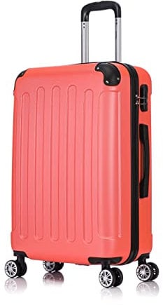 Flexot® Flex-2045 Koffer (16 Farben zur Auswahl) Zwillingsrollen Reisekoffer Trolley Hartschale (L, Neon-Orange)