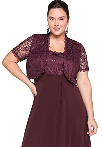 Sheego Damen Große Größen Spitzenbolero Mit farblich passenden Pailletten besetzt Abendmode elegant Pailletten