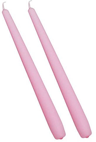 G Decor Pack of 2,10 or 20 Coraline Tall Candlesticks Matt Dinner Candles Mixed Colours Church Tapers Dinner Candles Sticks, Great for Weddings and Christmas (Set of 2 Pink)