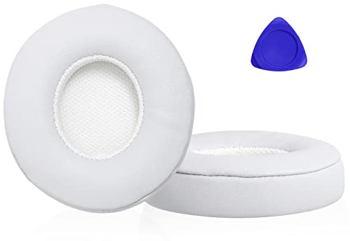 Professional Replacement Ear Pads for Beats Solo 2 & Solo 3 Wireless On-Ear Headphones, Premium Headphones Earpads Cushions with Softer Leather and High Elastic Sponge Memory Foam,White