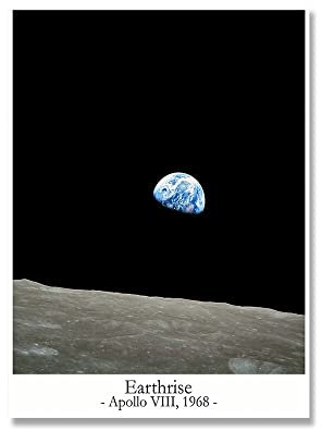ZONJEE Earthrise Poster Apollo VIII Point of View on The Moon Prints Painting Space Planet Wall Art Picture Modern Home Decor (Color : A, Size : 60x90cm No Frame)