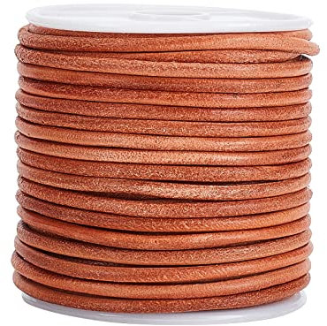 OLYCRAFT 20 m/21.9 Yards Echte Runde Lederband 3mm Seil Für Schmuck Burlywood Color Lederband Für Die Schmuckherstellung Halsketten Armbänder Flechten Wraps Bastel Und Hobbyprojekt