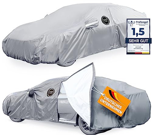 COSI CAR Autoabdeckung Wasserdicht [Passt zu jedem Fahrzeug] Abdeckplane Autogarage Vollgarage Autoplane für Frostschutz Auto Abdeckung Outdoor & Indoor | Jetzt Größe Wählen (Silber, 450 * 170 * 119)