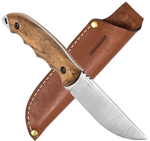 BPS Knives HK4 SSH - Coltello a lama fissa in acciaio inossidabile - Coltello da campeggio Bushcraft Full-Tang con fodero in pelle - Coltelli da campo fatti a mano