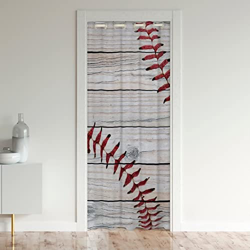 Loussiesd Baseball Blackout Curtains Window Ball Sports Treatments Doorway Curtain Room Darkening Baseball Gaming Blackout Curtains for Doors with Windows86x203cm 1 Panel