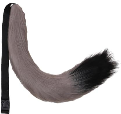 Sipiris Plüsch Fuchsschwanz Schwanz Plüsch Kunstpelz Tail Langer Fuchsschwanz Cosplay Plüsch Kunstpelz Tail Für Erwachsene Cosplay Rollenspiele Halloween Party Kostüm(Wolf Schwarz Grau)