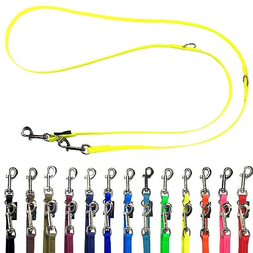 Biothane Hundeleine kleine Hunde/große Hunde verstellbar 2m / 2,40m / 2,80m / 3,50m / 5m SILBERNER Haken 9mm / 13m,m / 16mm (5m X 9mm, Neongelb)