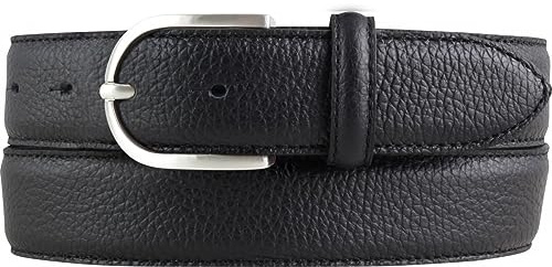 BELTINGER Italienischer Damen-Gürtel, 35 mm breit, Damen, Chinogürtel, Hosengürtel, strukturiertes Leder, Schließe Silber
