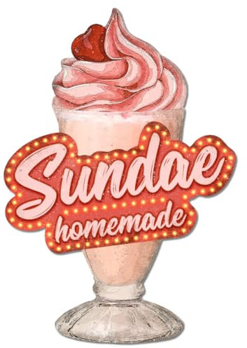 GLOBLELAND Sommer Eisbecher Unregelmäßig Retro Blechschild Lebensmittel Lustige Schilder Mit Sprüchen Vintage Metallschild Für Café Bar Home Retro Nostalgie Premium