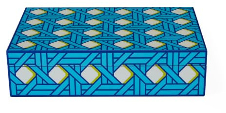 Jonathan Adler Große Korbgeflecht-Lackbox, Dekorative Box, Rustic Modern, 30,5 x 20,3 x 7,6 cm