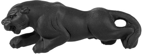 mookaitedecor Schwarze Obsidian-Kristall-Leoparden-Figur, handgeschnitzter Panther-Tier-Stein, Statue, Skulptur, Ornament für Heimdekoration, Sammlerstück