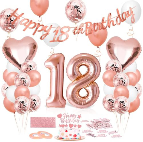 Palloncino 18° compleanno oro rosa, Decorazione compleanno 18 anni, Palloncino 18° compleanno, Pallone foil gigante numero 18, Pallone foil buon compleanno 18, Pallone 18 decorazione compleanno donna