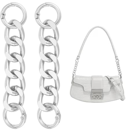 UNICRAFTALE 2 Stück Kurze Taschenketten Geldbörsenriemenver Längerung 10.8cm Silber Handtaschen Verlängerungskette Schulterriemen für Taschen Für Crossbody Schulter Handtaschen Taschen Zubehör