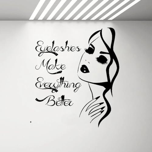 Wimpern Wandtattoo Wimpern Wandaufkleber Wimpern Aufkleber Schönheitssalon Fenster Dekor Friseursalon Mädchen Schlafzimmer Aufkleber 68x57cm