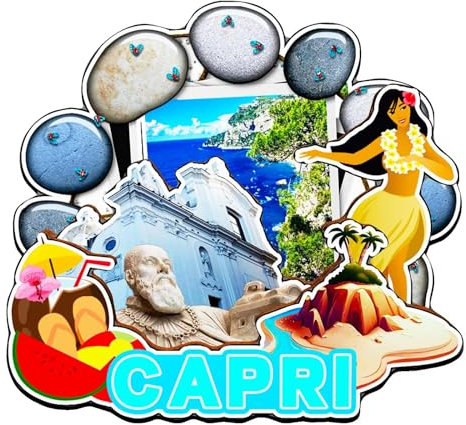 Orlaybar 4356 Dekorativer Magnet, Capri, Kampanien, Italien, 3D-Kühlschrank, Stadt, Reise, Souvenir, Touristengeschenke, handgefertigt, Handwerk, Kühlschrankmagnet, Heimdekoration