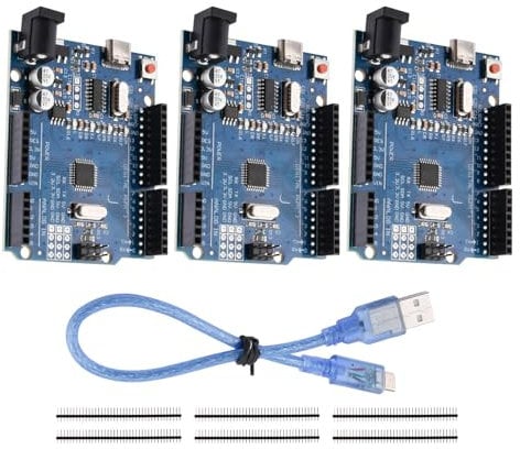 Diymore 3 Pieces UNO R3 At-328PU Board for Ar-dui-no,Microcontroller CH340 16MHz 5V Development Board Modules Compatible with Development Environment With USB Cable