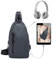 QZLSAYSL Borsa a tracolla da uomo, piccola borsa crossbody, borsa toracica con porta di ricarica USB per escursioni, viaggi di lavoro e scuola (colore grigio)