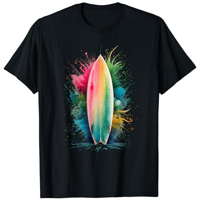 Surfer Herren Damen Bunt Aquarell Surfen T-Shirt