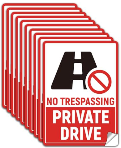 WADORN 10 adesivo per Cartello No Trespassing Private Drive, Etichette di Segnaletica di Avvertimento Autoadesive Impermeabili In PVC per Aziende di Strada e Casa All'Aperto, 13x18cm