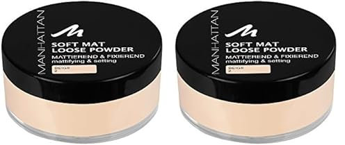 Manhattan Soft Mat Loose Powder, Loses Puder zum Mattieren und Baken des Teints, Farbe Beige 2 | 20g (2er Pack)