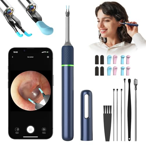 VLIKE Note5 Ohrenschmalz Entferner Otoskop, 1920P WiFi Ohrenreiniger mit Kamera, 3.2mm Otoskop Ohr mit Ohrstöpsel und Pinzette, IP67 wasserdicht Ohr Endoskop für iPhone, iPad und Android-Smartphones