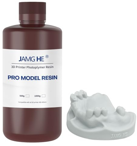 JAMG HE 3D Printer Resin Dental Pro Model Resin Dental Prosthetic Model Resin for Crown and Bridge Model, Orthodontic Model, Implant Model etc (Water Washable, Light Grey)