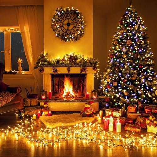 Luces LED para árbol de Navidad, cadena de luces para árboles de Navidad, luces impermeables para árbol de Navidad, luces de árbol de Navidad con anillo impermeable para árbol de Navidad, bodas e
