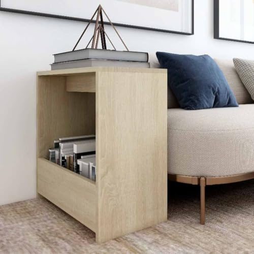 Myheimly Beistelltisch Couchtisch Wohnzimmertisch Kaffeetisch Sofatisch Teetisch Tisch Wohnzimmer Zeitungsständer Sonoma-Eiche 50x26x50 cm Holzwerkstoff