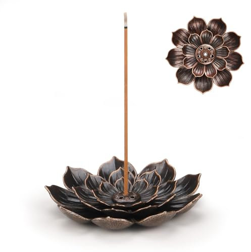 Shirene Räucherstäbchenhalter,Räucherstäbchen Halter Lotus 2 Stück Messing Lotus Räucherstäbchen Halter Abnehmbare Brenner 6 Loch Weihrauchbrenner für Home Deko Wohnzimmer Teehaus Yoga