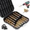107 Pièces Coffret Foret, Forets Metal Revêtus de Titane Ø1.5-10mm Forets Avec Foret Butée de Profondeur Pour Perçage du Bois, du Plastique et de L'aluminium