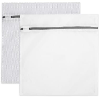2 Pack XL Premium Wäschesäcke, Kleidersäcke mit Reißverschluss，Reiseaufbewahrung, Organisationsbeutel, Waschbeutel für Strumpfwaren, Jacken, Mantel, Decke, 60x60cm (2 x XL, weiß)