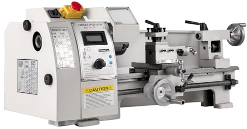 Drehmaschine 210mmx350mm,Drehmaschine Metall Klein 600W,Mini Metall Präzisions-Minidrehmaschine,Mini Drehbank mit Gewindebereich von 10-44 TPI,Drehbank Metall Klein mit 4-Wege-Revolverpfosten