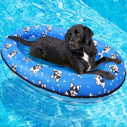 Flotteur de piscine pour chien de 140,7 x 89,9 cm, flotteur de piscine pour chiens, radeau gonflable pour chiens de petite, moyenne et grande taille, flotteurs de piscine pour chiens pour lac, rivière