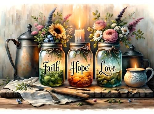 EOBROMD Diamond Painting Vintage-Küche, 5D Diamant Painting Bilder für Erwachsene Blumen, DIY Inspirierend Diamant Malerei Set für Wanddekoration 30x40cm