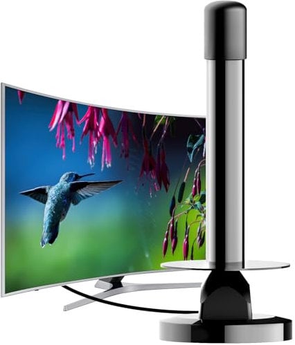 Antenne TV Intérieure TNT 4K HD – Amplificateur de Signal 25 dBi, Réception Numérique 360° Ultra HD, Installation Magnétique Facile, Compatible avec TF1, France 2, Canal+