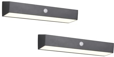 meineWunschleuchte 2er SET Solarleuchten mit Bewegungsmelder, auch per USB aufladbar, Schwarz Breite 30cm