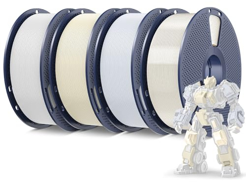 SUNLU 4kg PLA Plus 3D Prnter Filament, PLA+ 3D Printing Filameent 1.75 mm ± 0.02 mm, Better Toughness, 1kg per Spool, 4 Packs, 3 Different White+Transparent