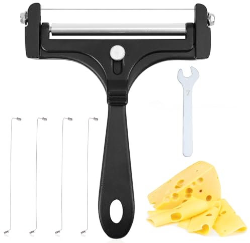 Gosknor Käseschneider Set, Edelstahl Verstellbar Draht-Käseschneider mit 8 Zusätzlichen Drähten und Schraubenschlüssel Handgerät Lebensmittelschneider für Butter Mozzarella Cheddar