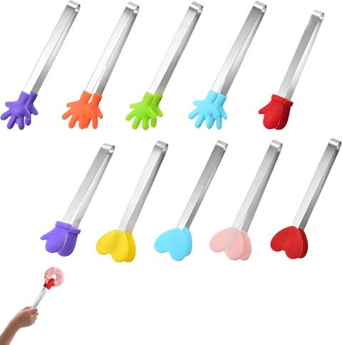 10 Pcs Mini Tongs for Food, Kitchen Tongs for Cooking, for Sweets Barbecue Buffet Salad Ice, Perfect for Kitchen Barbecue Salad and Buffet