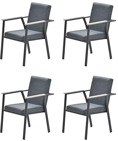 Garden Impressions 4 er Set Luxus Aluminium Stapelsessel Catania, wetterfest, rostfrei, 120 kg belastbar, inkl. Kissen, Outdoor