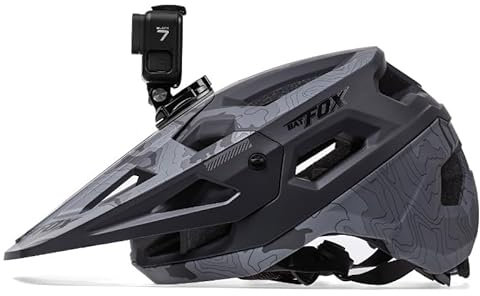 BATFOX Casco da bici con base per fotocamera sportiva, casco da ciclismo leggero per MTB e bici da strada, casco traspirante per adulti e ragazzi, per BMX, skateboard, pattinaggio a rotelle, Dirt Bike