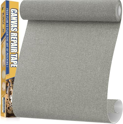 Flicken Selbstklebend Stoff Hellgrau, 40x160cm Selbstklebender Stoff, Zelt Reparaturset, Canvas Reparatur Patch, Textilklebeband Wasserfest Outdoor für Sofas, Autositz, Sonnenschirm, Markise
