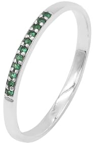 GOMTI JEWELS Stackable Emerald Ring for Women - 925 Sterling Silver Eternity Band, Beautiful Stacking Wedding Ring, Minimalist Jewelry Gift (9)