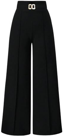 SweatyRocks Anzughose Damen Elegante Hose Weites Bein Damenhose Mit Gummizug Bundfaltenhose Herbstmode Freizeithose Palazzo Hose