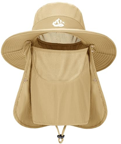 Xnova Sombrero de Pescador para el Sol Hombre con Cubierta Facial, Protección UPF 50+ Sombreros Ajustable Senderismo Gorras de ala Ancha Empacable Bucket Hat Safari