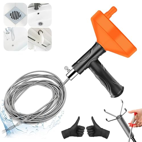 Rohrreinigungsspirale 10M Abflussschlange Verstopfungsentferner Werkzeug – abflussreiniger spirale für Kanalisation, Küche, Bad, Dusche, WC, verstopfte Abflüsse, Öffner, rohrreiniger