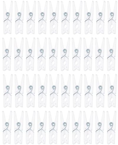 CVUTOVO Transparente Kunststoffklammern 100 Stück Kleiner Clips 3x0,4cm Vielseitige Bastelklammern für Fotohalter und Wäscheleine