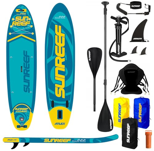 SUNREEF SUP 350cm 200kg Stand UP Paddle Board Sitz Set Surfboard aufblasbar 2in1 Blau