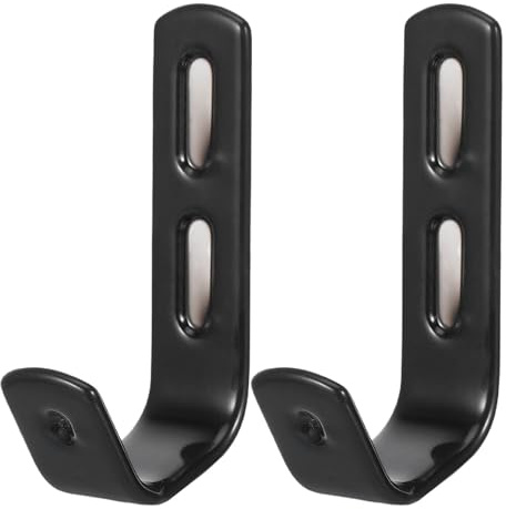 Hemobllo Metal Ladder Hooks 2pcs Heavy Duty J Hanger with Space Saving Design and Easy Installation, Black Utility Hooks for Garage and Home Bunk Bed Use