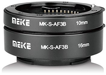 Meike MK-S-AF3B Plastic Auto Focus Macro Extension Tube Adapter Ring 10mm 16mm for Sony E-Mount FE-Mount Mirrorless Camera A7 A7M2 NEX3 MEX5 NEX6 NEX7 A5000 A6000 A6300 A6500 A9 etc